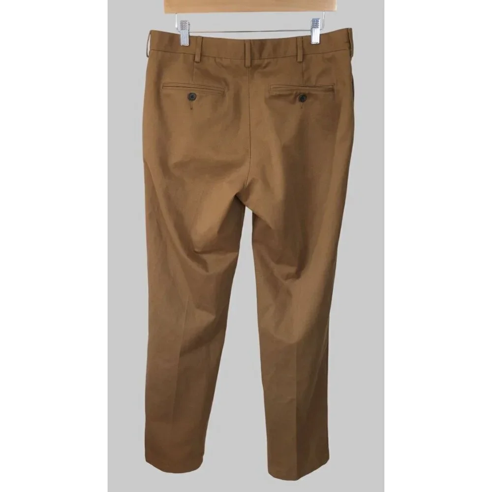 Land's End Chino Pants Mens Size 34 Brown 100% Cotton Tailored Fit Old Money